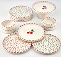 Cherry Plate Set – Stackable Ceramic Collection (11 piece set for 6)