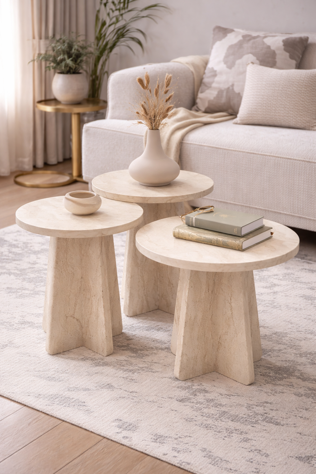 Forma Travertine Side Tables (Set of 3)