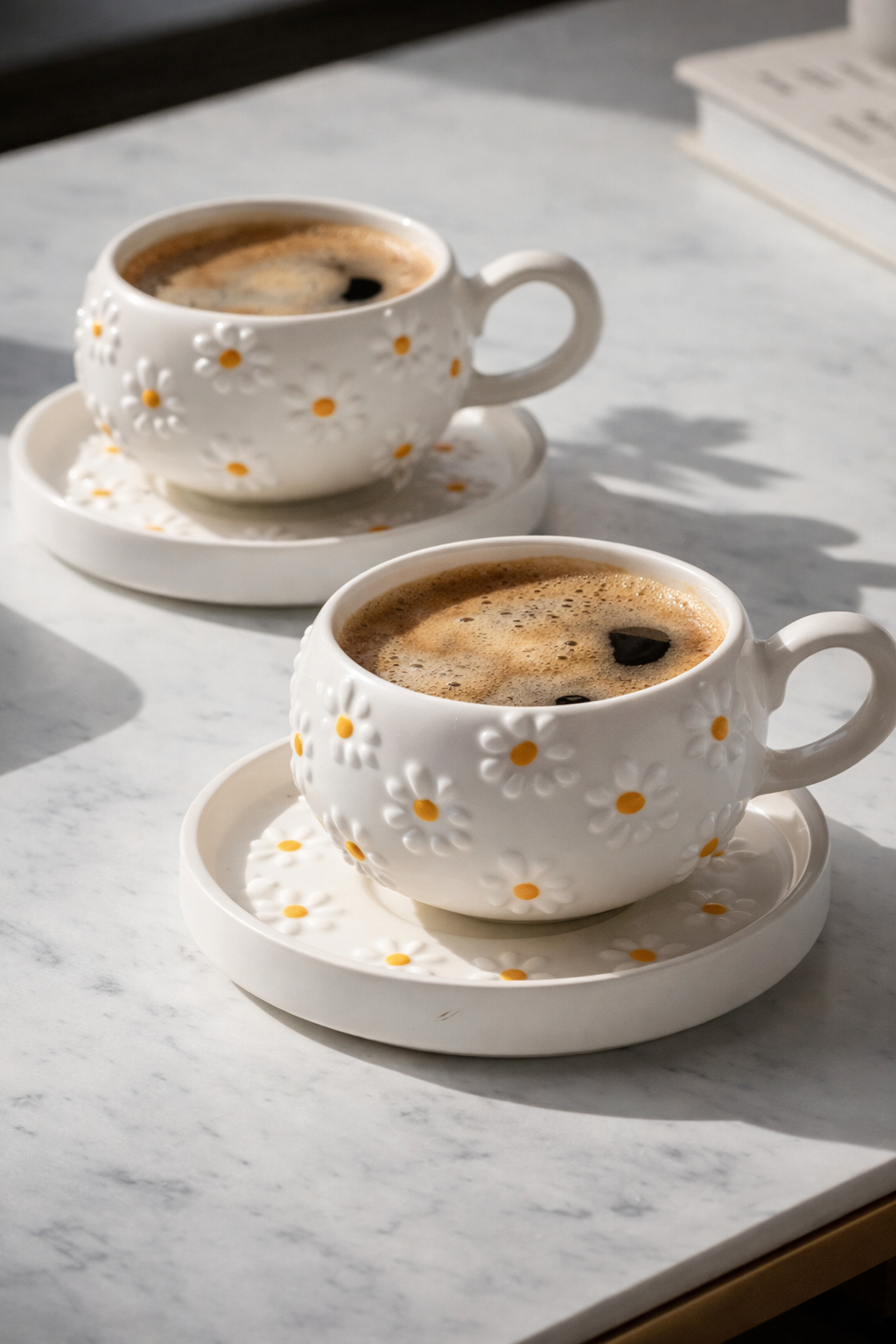 Handmade Daisy Coffee Cup & Saucer Set